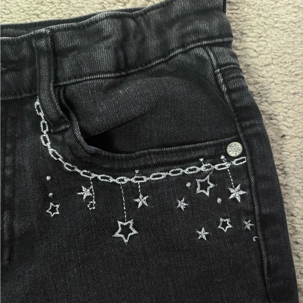 Epic Threads Black Star-Patterned Skinny Jeans Dark Grey Girls Size 10